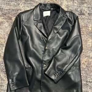 Aritzia Black Faux Leather Blazer